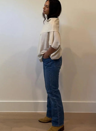 Asymmetrical Neck Sand Top - 