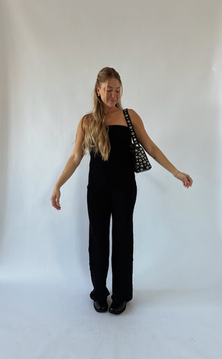 Black Knit Strapless Jumpsuit - 