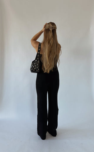 Black Knit Strapless Jumpsuit - 