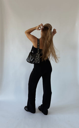 Black Knit Strapless Jumpsuit - 