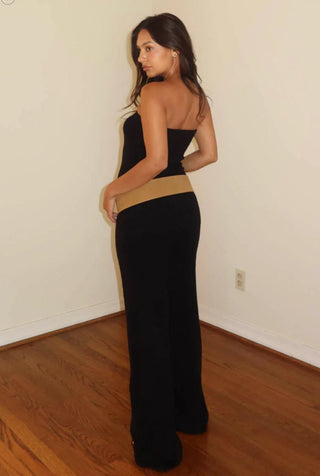 Black Knit Strapless Jumpsuit - 