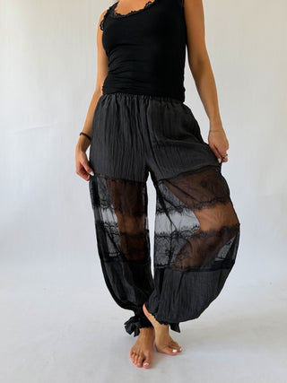 Black Lace Balloon Pants -