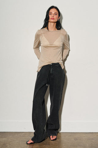 Black Low Rise Drawstring Jeans -