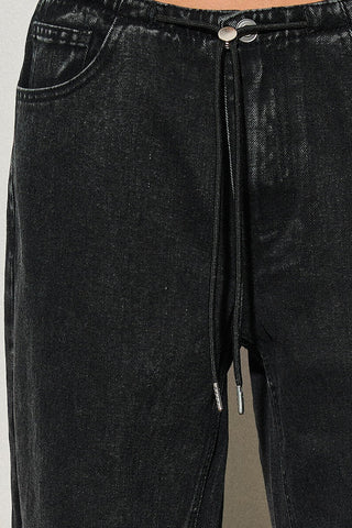 Black Low Rise Drawstring Jeans -