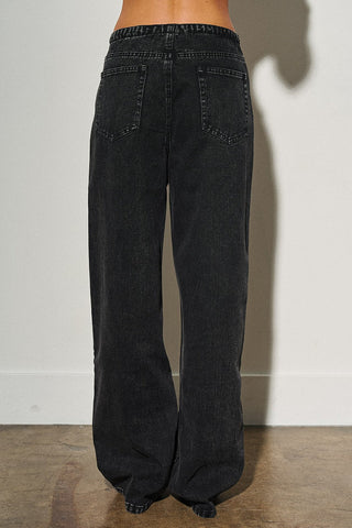 Black Low Rise Drawstring Jeans -