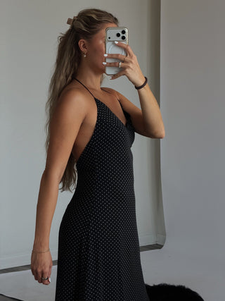 Black Polka Dot Maxi dress -