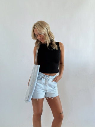 Black Sleeveless Open Back Top - 