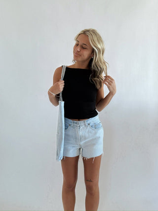 Black Sleeveless Open Back Top - 