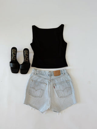 Black Sleeveless Open Back Top - 