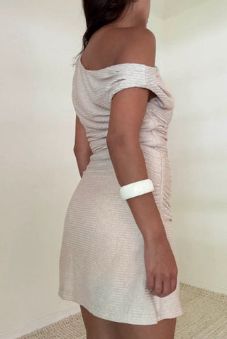 Boat Neck Mini Dress - 
