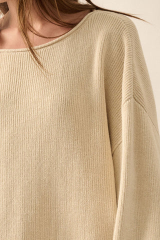 Boat Neck Oversized Sweater - Oatmeal - 