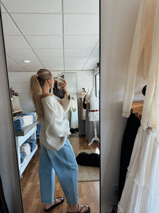 Boat Neck Oversized Sweater - Oatmeal - 