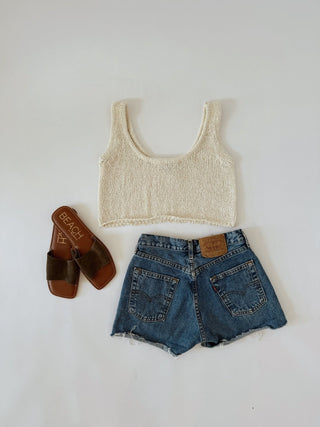 Boucle Knit Crop Tank - 