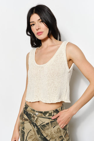 Boucle Knit Crop Tank - 