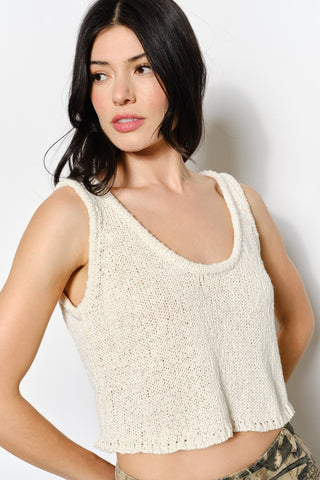 Boucle Knit Crop Tank - 