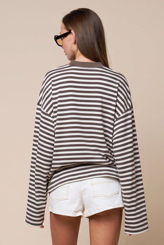 Bria Striped Long Sleeve Oversized Tee -