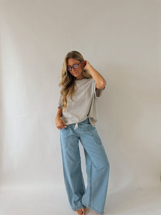 Bria Striped Oversized Tee -