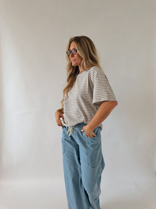 Bria Striped Oversized Tee -