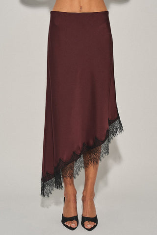Brown Lace Midi Skirt -