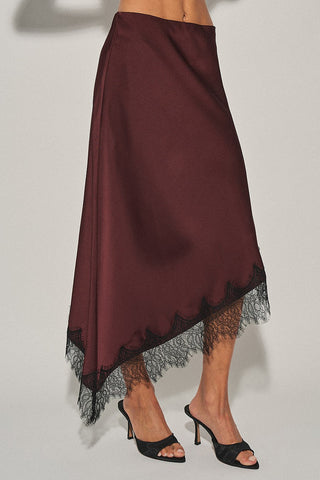 Brown Lace Midi Skirt -
