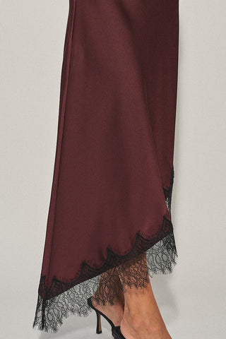 Brown Lace Midi Skirt -