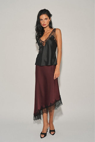Brown Lace Midi Skirt -