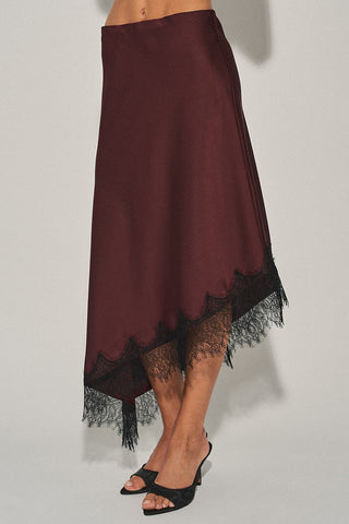 Brown Lace Midi Skirt -