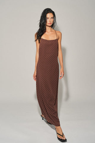 Brown Polka Dot Midi Dress -