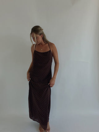 Brown Polka Dot Midi Dress -