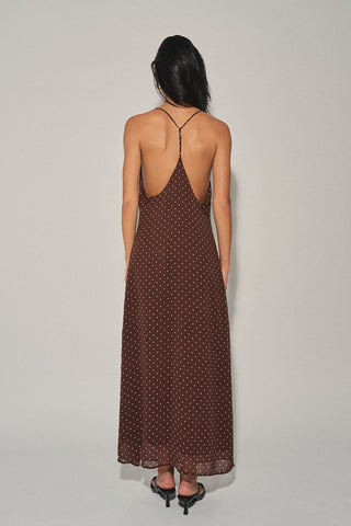 Brown Polka Dot Midi Dress -