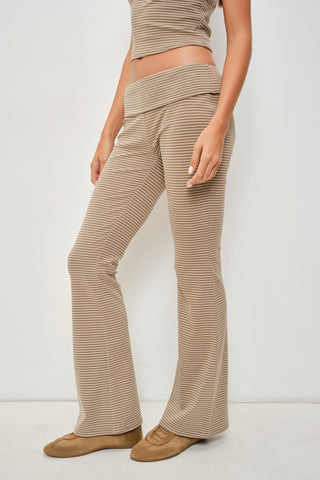 Brown Striped Short Sleeve Top -