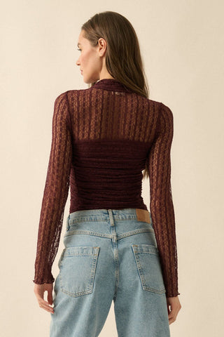 Burgundy Lace Bodysuit - 