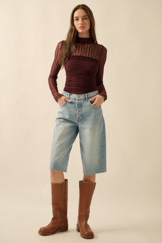 Burgundy Lace Bodysuit - 