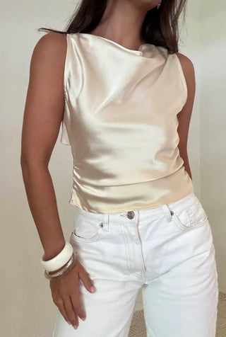 Butter Satin Open Back Top - 