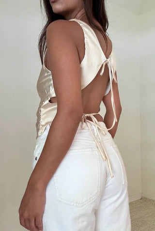 Butter Satin Open Back Top - 