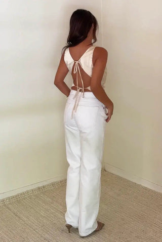 Butter Satin Open Back Top - 