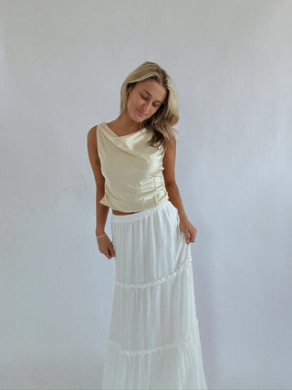 Butter Satin Open Back Top - 