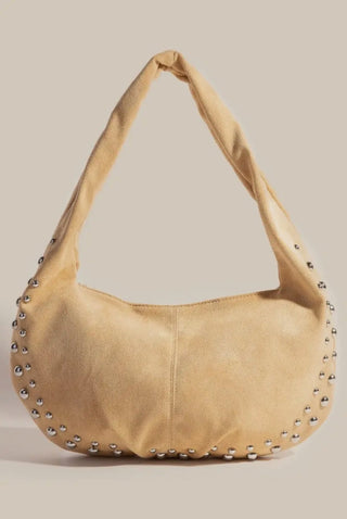 Camel Studded Suede Purse - 