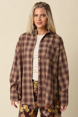 Chestnut Plaid Button Up -