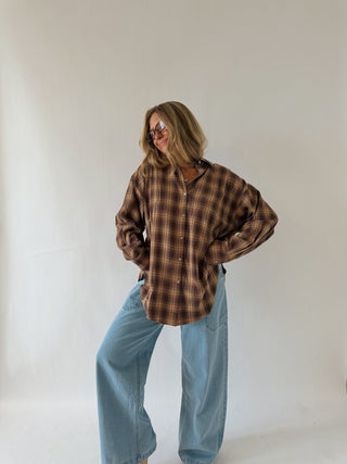 Chestnut Plaid Button Up -