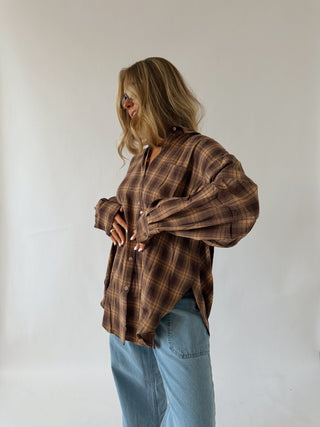 Chestnut Plaid Button Up -