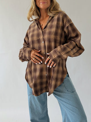 Chestnut Plaid Button Up -