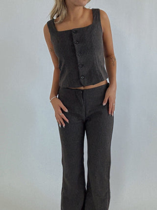 Contrast Brown Spaghetti Strap Top - 