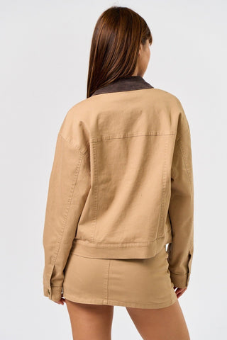 Corduroy Collar Bomber Jacket - 