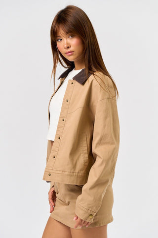 Corduroy Collar Bomber Jacket - 