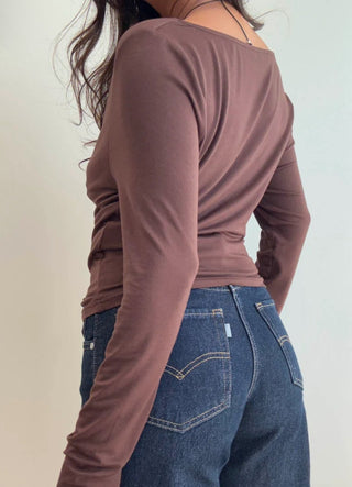 Cowl Neck Long Sleeve Top - 