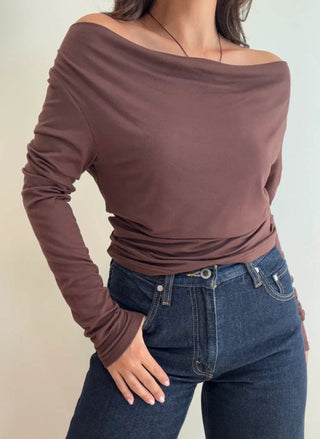 Cowl Neck Long Sleeve Top - 
