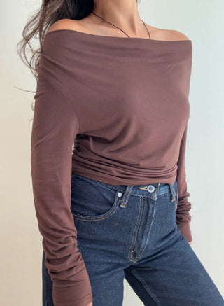 Cowl Neck Long Sleeve Top - 