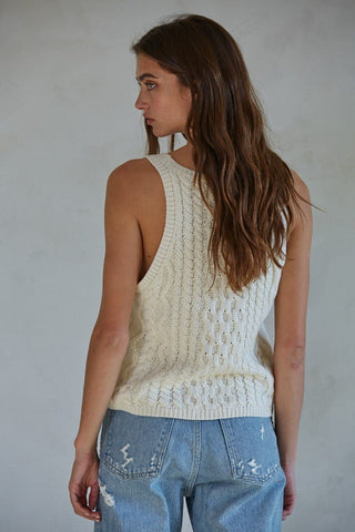Cream Knit Tank Top - 