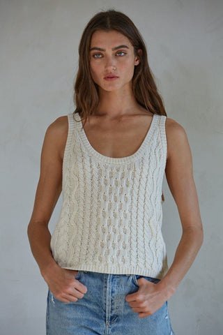 Cream Knit Tank Top - 